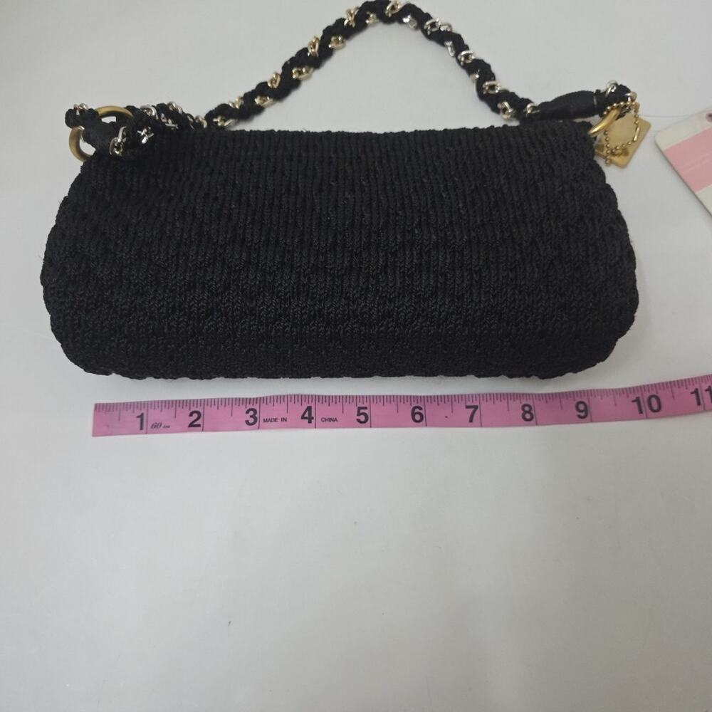 Lina Black Crochet Baguette Shoulder Bag Gold Chain Strap Boho Chic Purse NWT - Picture 8 of 9